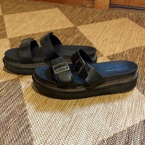 Women's Black Double Strap Sandals